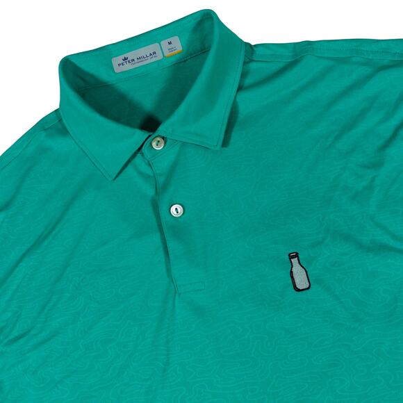 Peter Millar Feather Weight Geometric Print McArthur Golf Club Polo Shirt Mens M - Picture 1 of 7